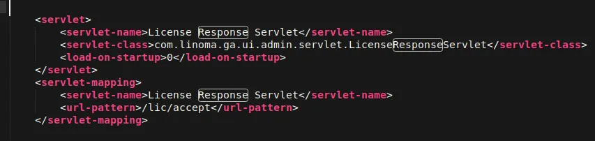 web.xml servlet mapping for LicenseResponseServlet