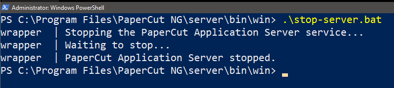 PowerShell stopping the PaperCut Application Server