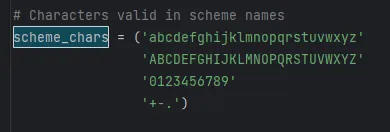 scheme_chars variable containing valid scheme characters