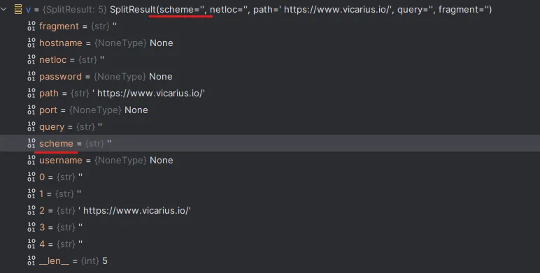 SplitResult showing empty scheme and netloc with URL stored in path