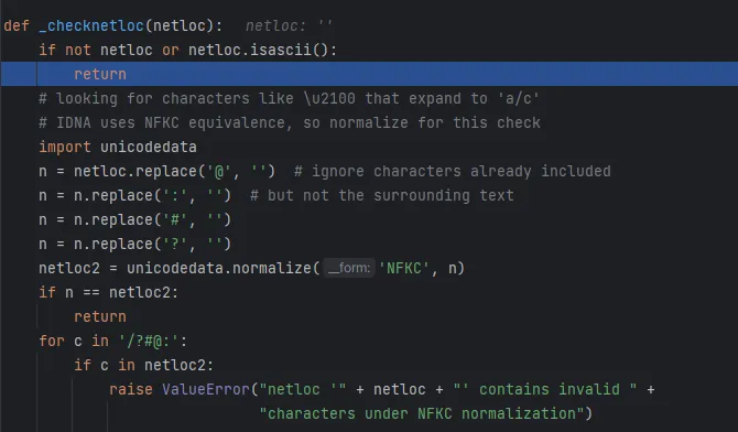 _checknetloc function source code handling network location validation